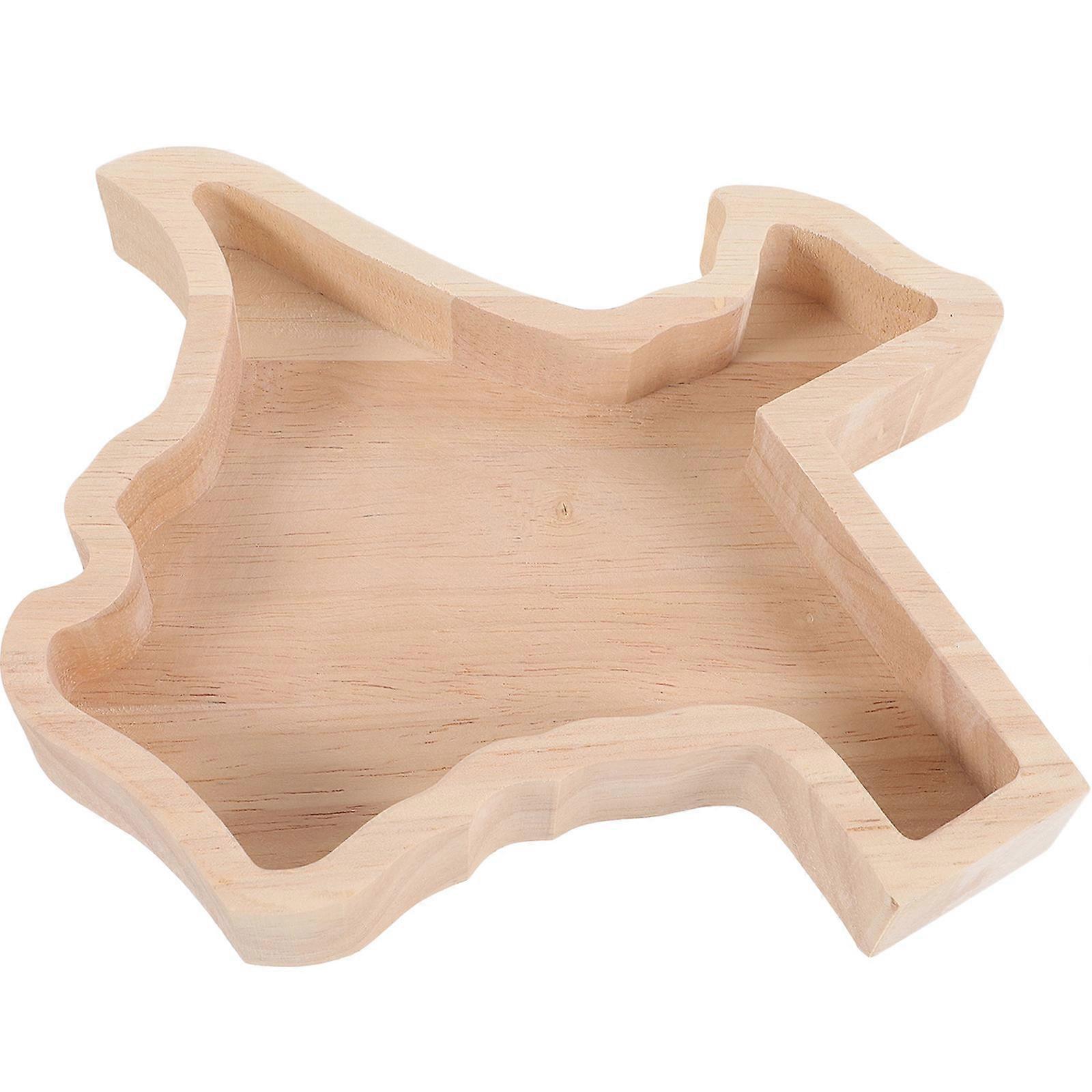 Map Shaped Wooden Plate Wooden Serving Tray Rustic Trinket Storage Tray