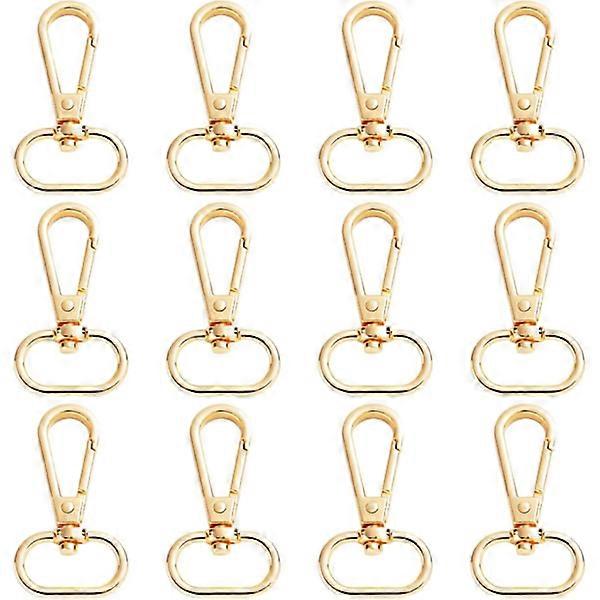 12pcs swivel golden snap hooks, cord snap hooks, metal swivel claw clasps with rotating key ring hooks for puppy chains