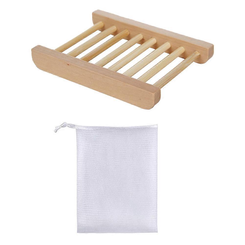 Wooden Soap Rack with Bubble Making Nets for Bathroom Accessories Easy to Dry and Store Soap 2PCS Rack 10PCS Bags