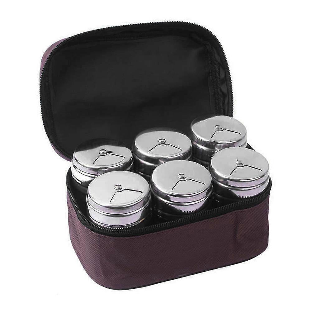 Brown Spice Jars with Shaker Lids Made of Stainless Steel for Home Use Compact and 1 Set