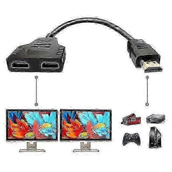 HDMI Adapter with One Input and Two Outputs Splitter Cable