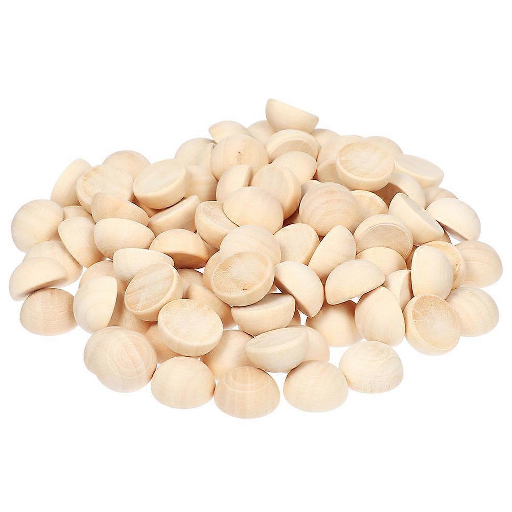 DIY Unfinished Half Wooden Beads for Craft Use Beige Color Wood Material 200pcs