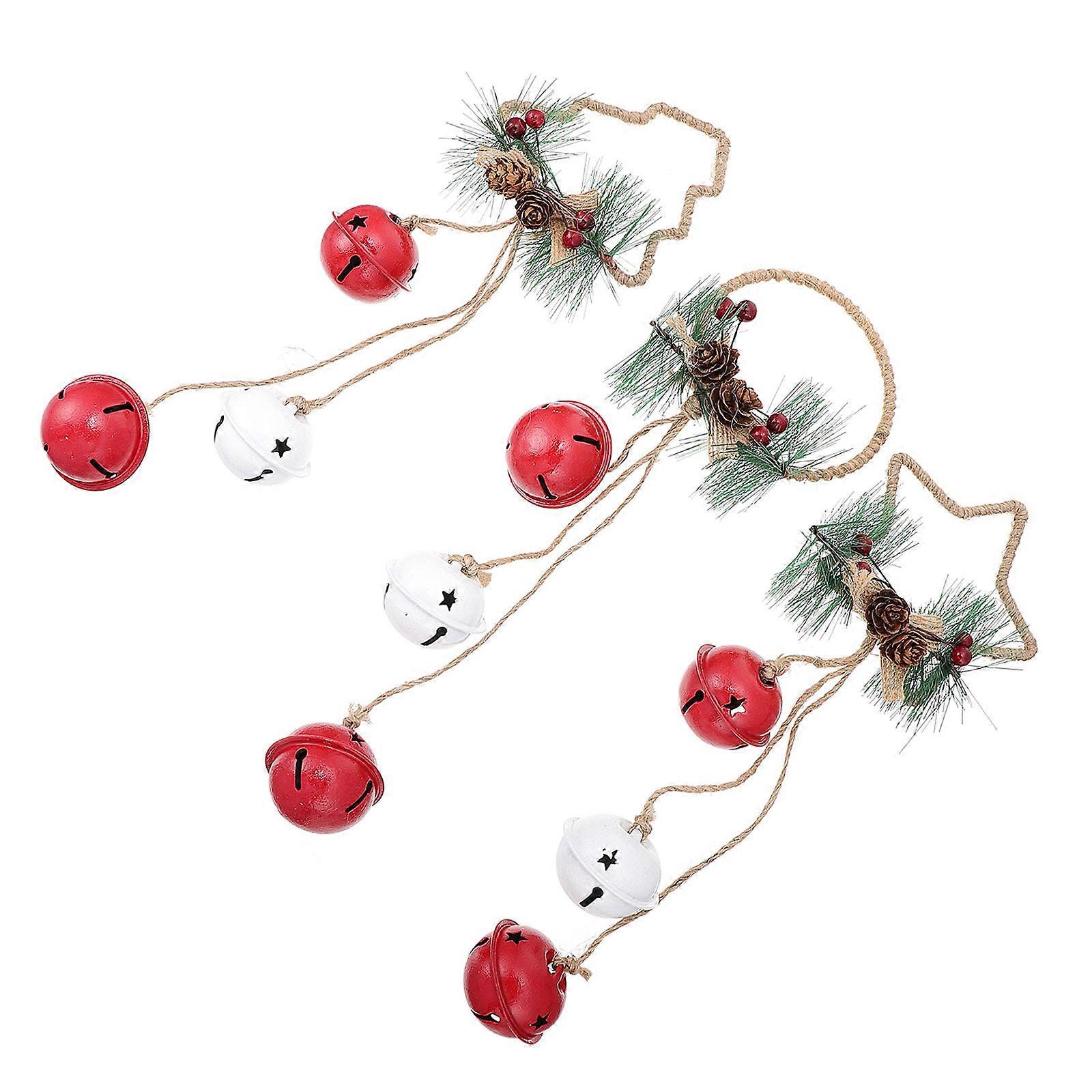Rustic Metal Hanging Bells 3 Pcs Christmas Tree Decorations Assorted Color Designed For Parties