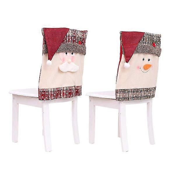2st Julstol Ryggöverdrag Santa Hat Stolsöverdrag, juldekoration.