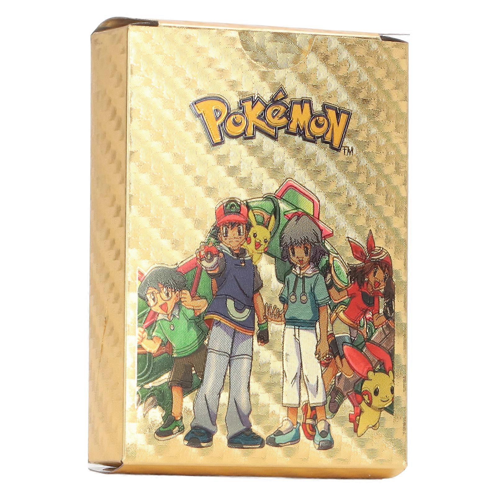 55pcs Shiny Card PVC English Gathering Cartoon Game Collection Assorted Card for Playing Game Gold Foil