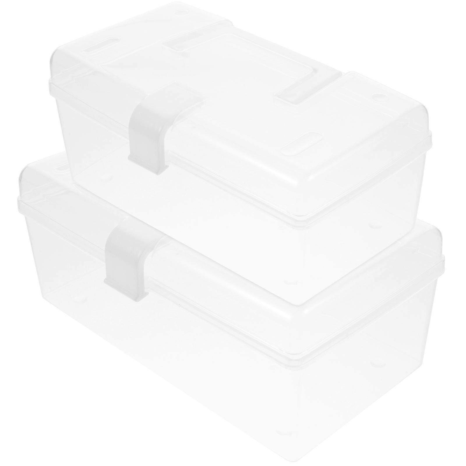 Transparent Plastic Storage Box 2Pcs Cosmetic Display Case with Safe Round Edges for Home Use