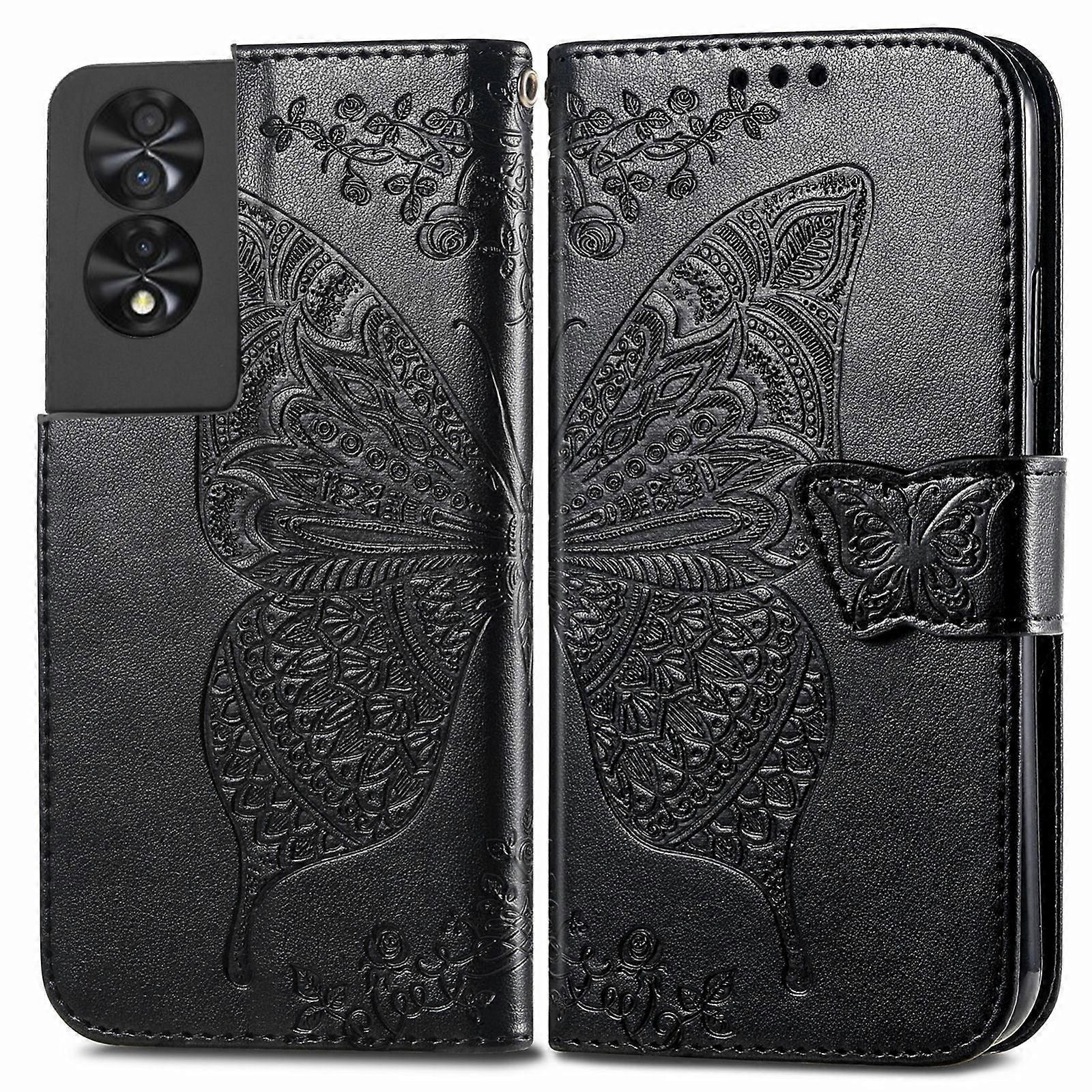 Butterfly Love Flower Embossed Leather Phone Case