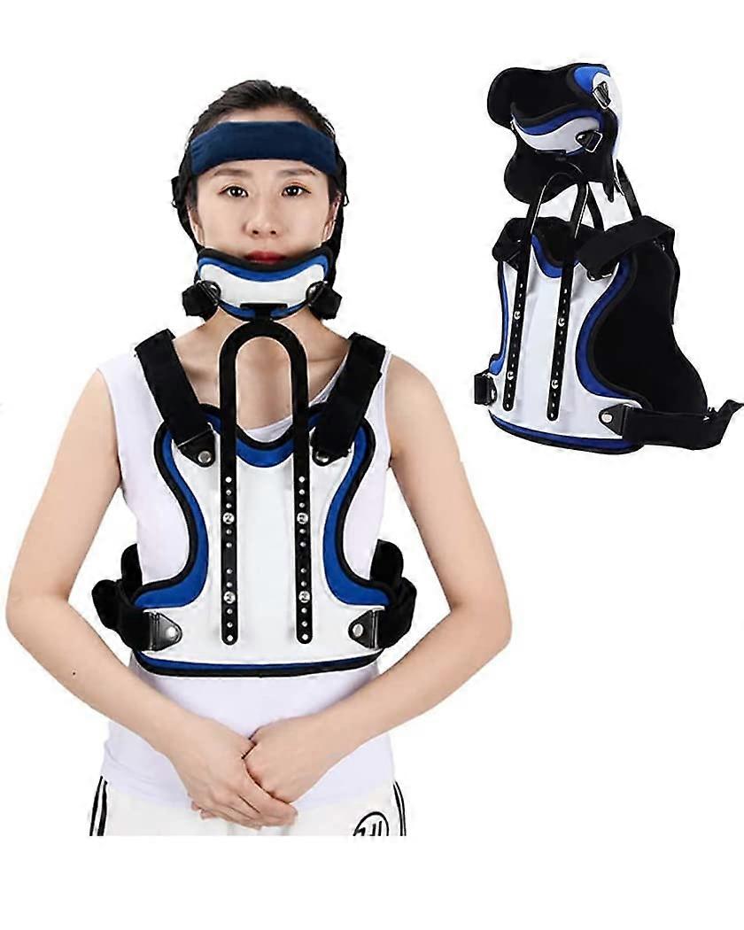 Adjustable Head and Neck Thoracic Orthosis for Posture Correction, Cervical Traction, Fracture Support