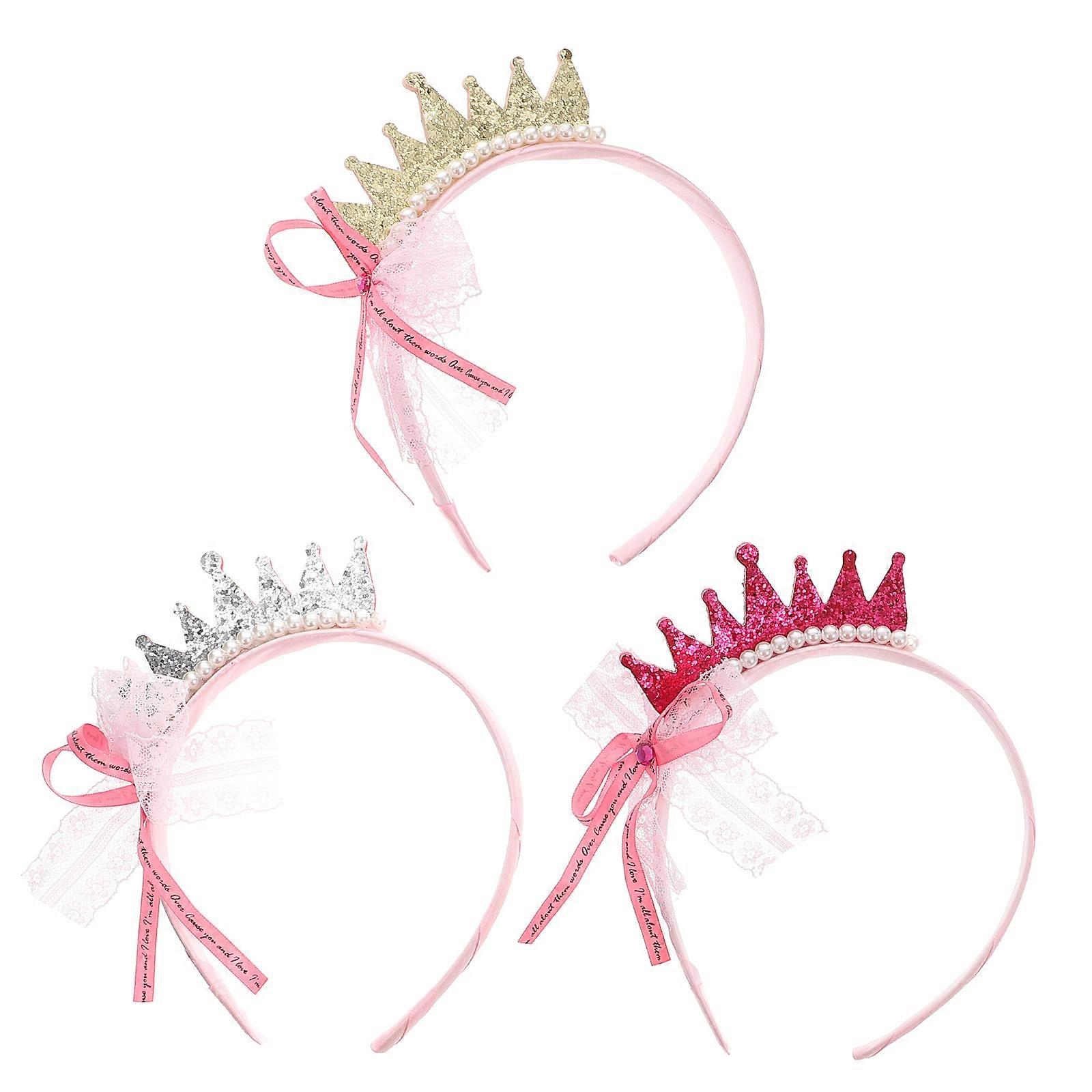 Here's a polished and professional product description based on your input:
**3pcs Crown Headbands with Imitation Pearls – Elegant Hair