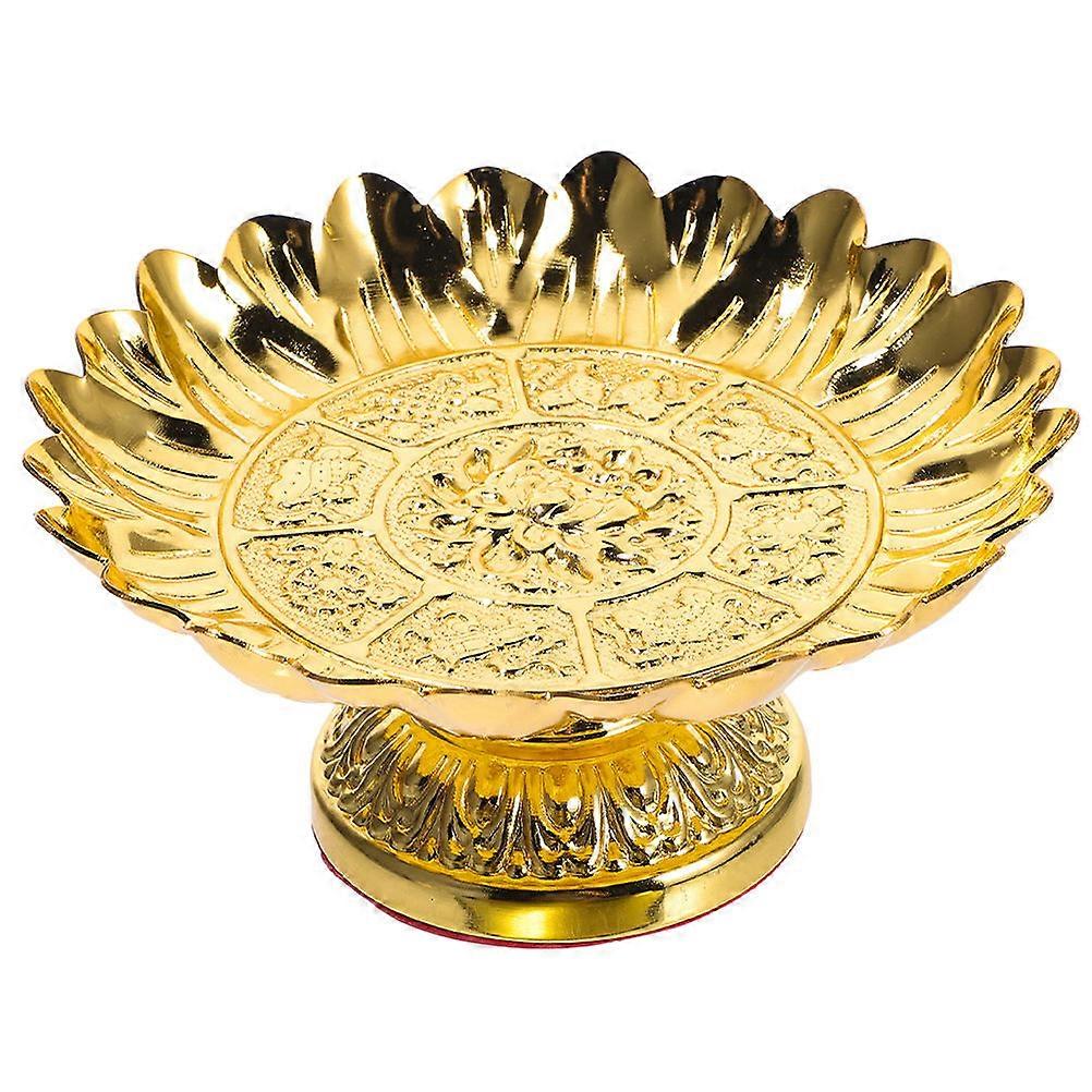It seems like you're referring to a **"Lotus Flower Alloy Offering Plate"** — a decorative tray often used in **Buddhist temples or home altars** for