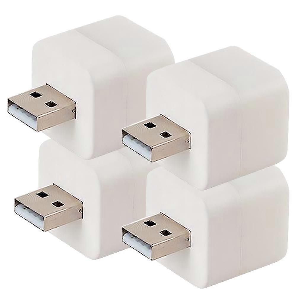 LED Night Lights 4Pcs USB Powered Mini Ambient Lights For Indoor Square Bedside Lamp Warm Light