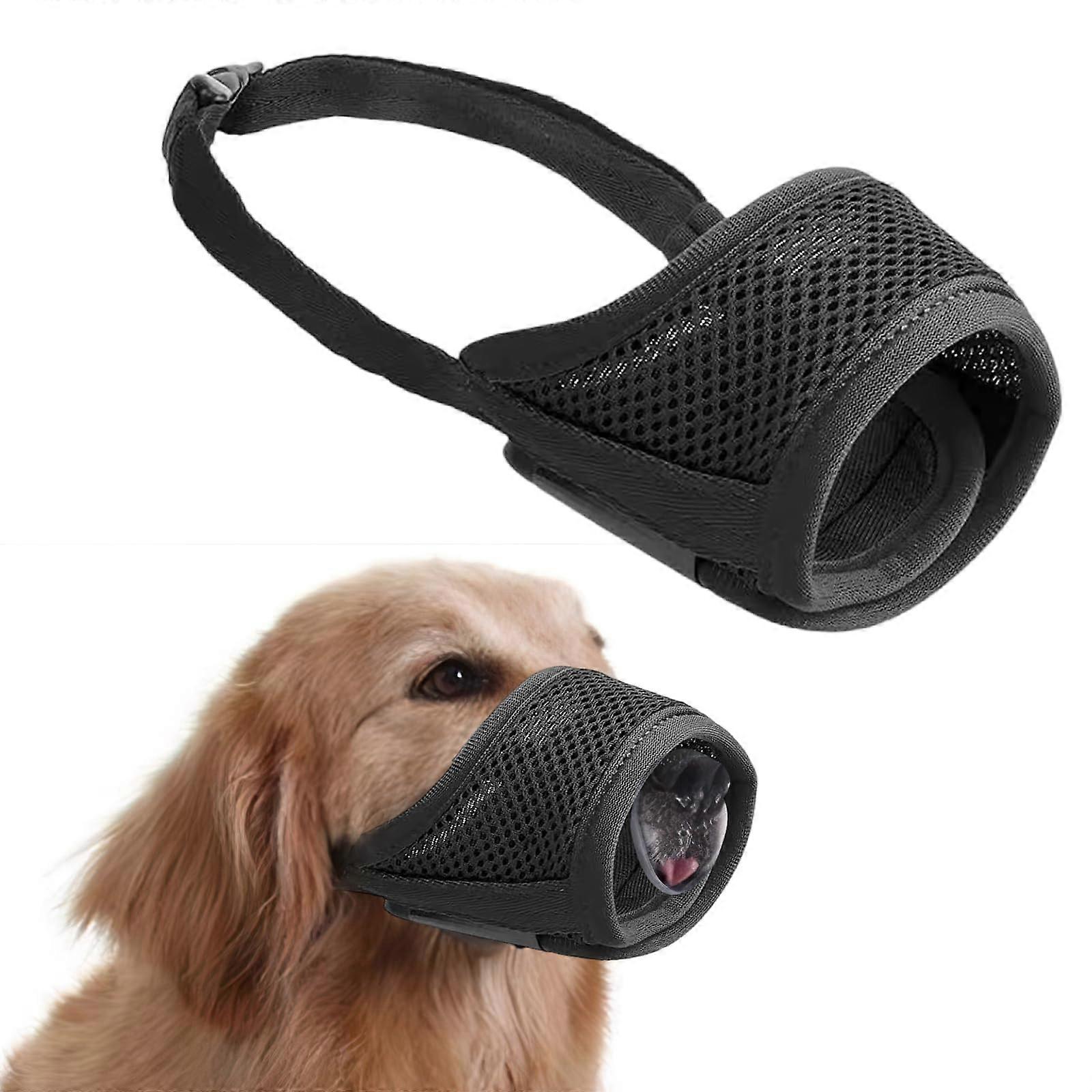 Dog Muzzle Soft Mesh Adjustable Breathable Dog Muzzle with Padded Lining Anti-Bark Cover Allows Panting and Drinking