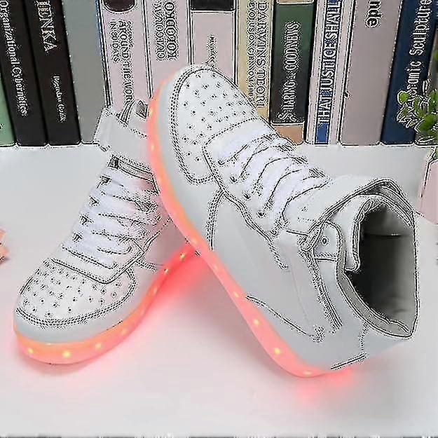 Women's Men's Led Lights Up Trainers High Top Flashing Trainers Usb Charging Lace Up Couples Shoes