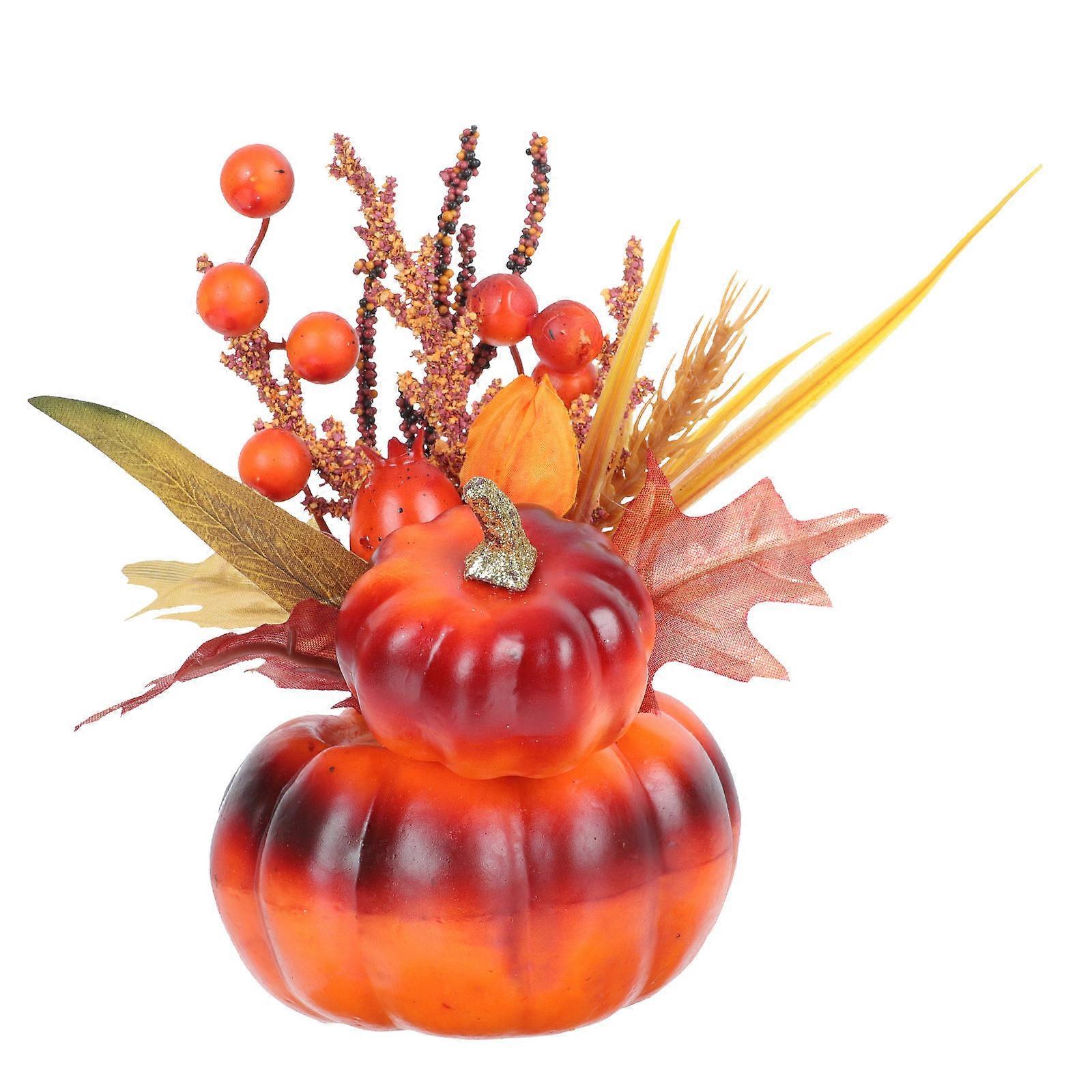 Lifelike Red Plastic Pumpkin Decor for Thanksgiving Home and Table Decoration 1PC