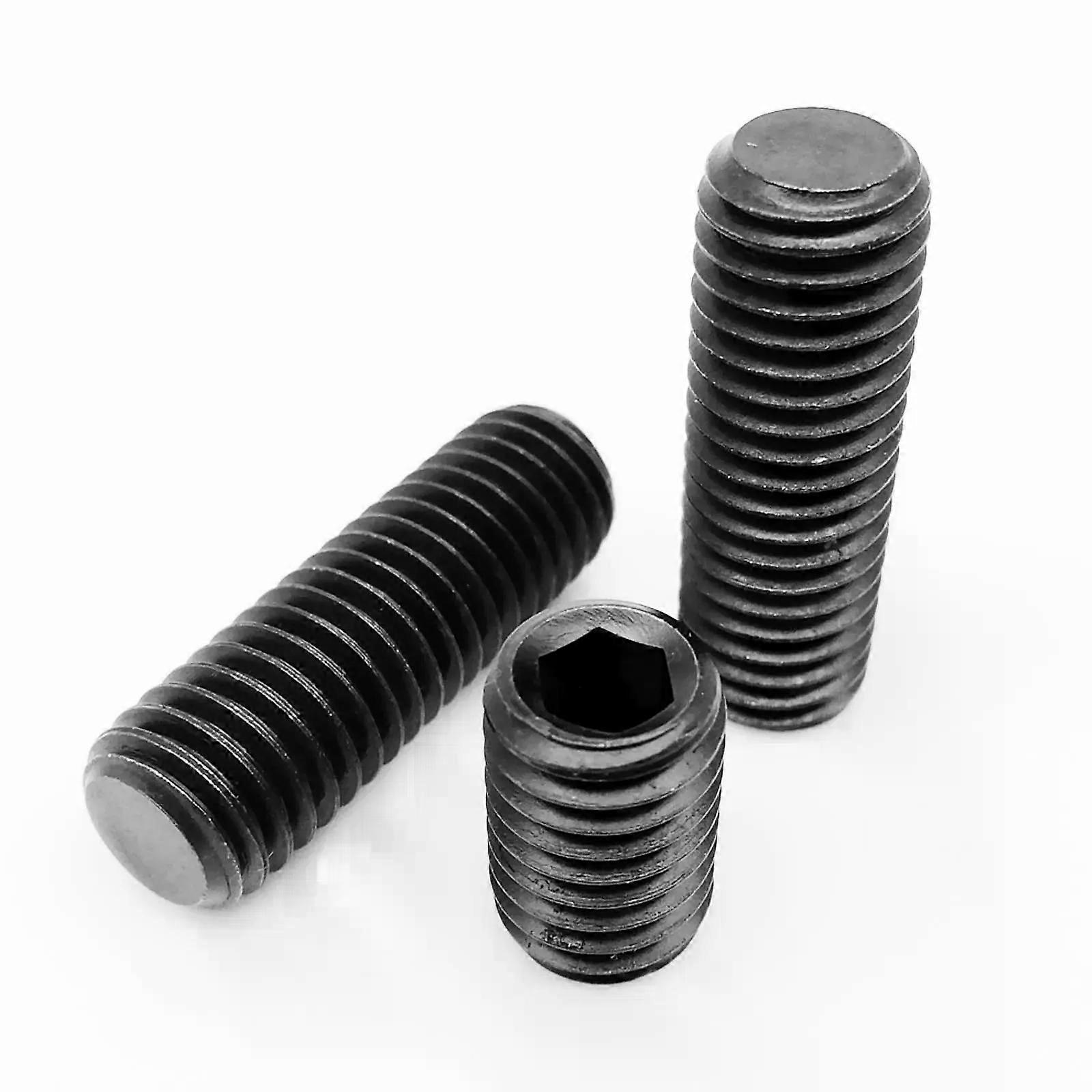 10/50pc M2 M25 M3 M4 M5 M6 M8 Black Grade 129 Steel Allen Head Hex Hexagon Socket Flat Point Set Screw Grub Bolt