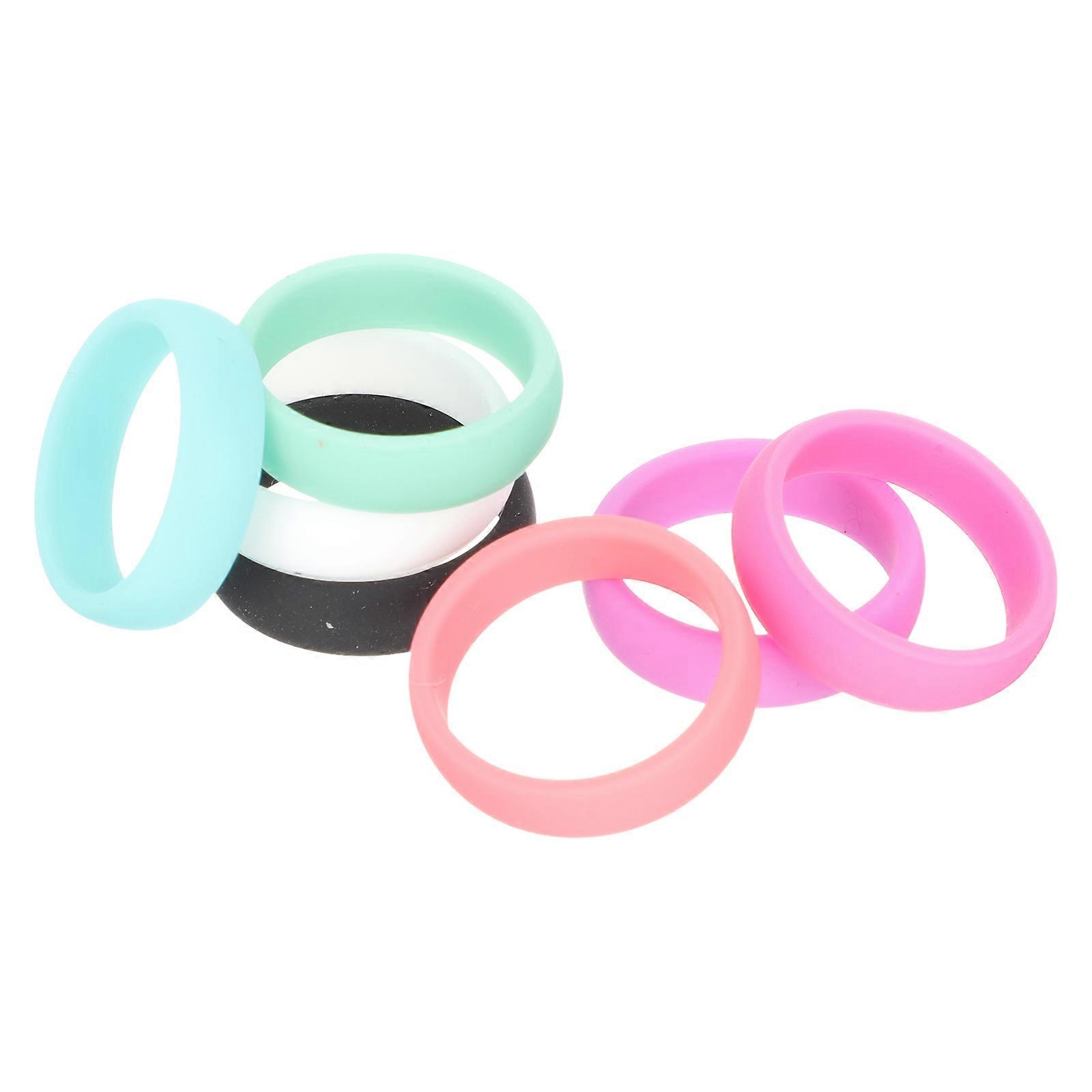 7Pcs Women Silicone Rings Round Shape Protective Rings Assorted Color for Gym and Water Sports