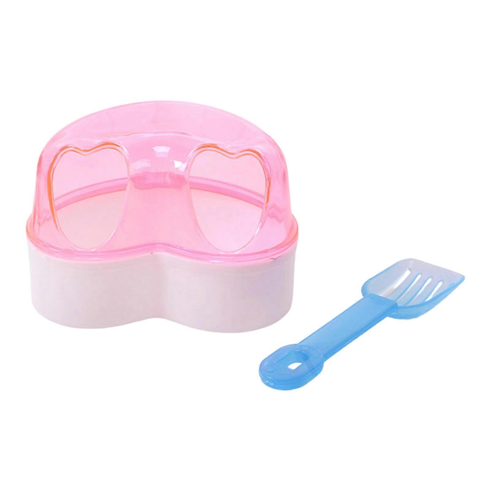 Hamster Sand Bath Container, Hamster Bathtubs with Cleaning Scoops,Big Space,Easy to Clean,for Dwarf Hamster,Gerbil  Pink