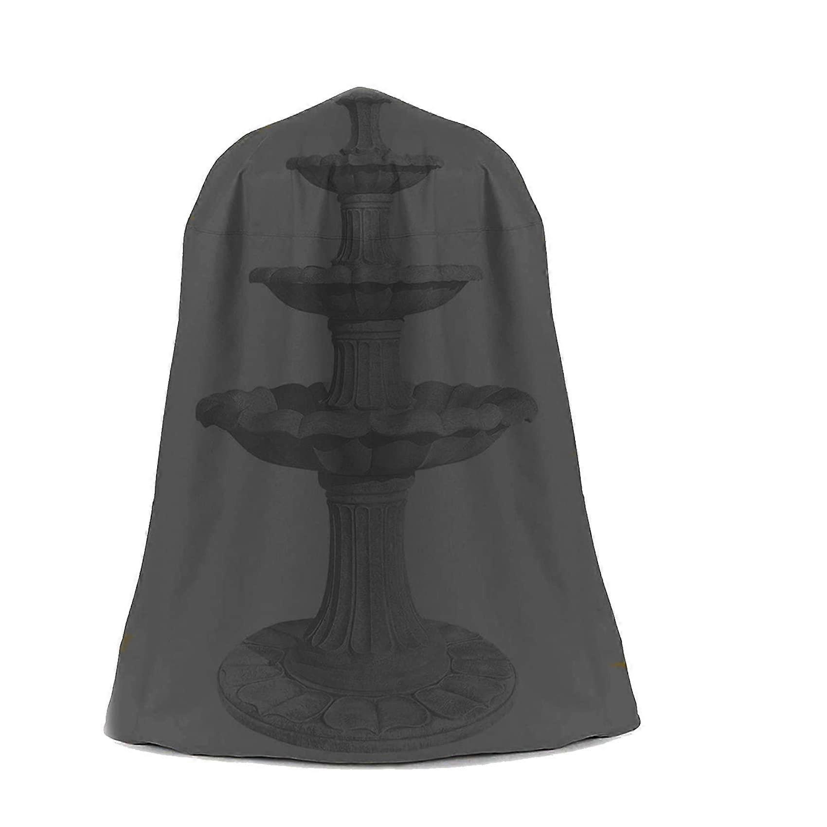 Fountain cover, 210D Oxford, waterproof, protective shield with drawstring closure, for winter, outdoor, garden, fountain statue, 91.4 x 106.7 cm