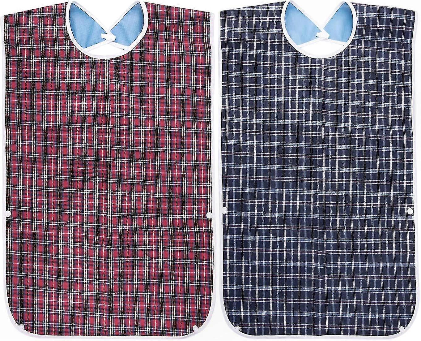 2-Pack Waterproof Dining Bibs for Adults, Elderly Clothing Protector