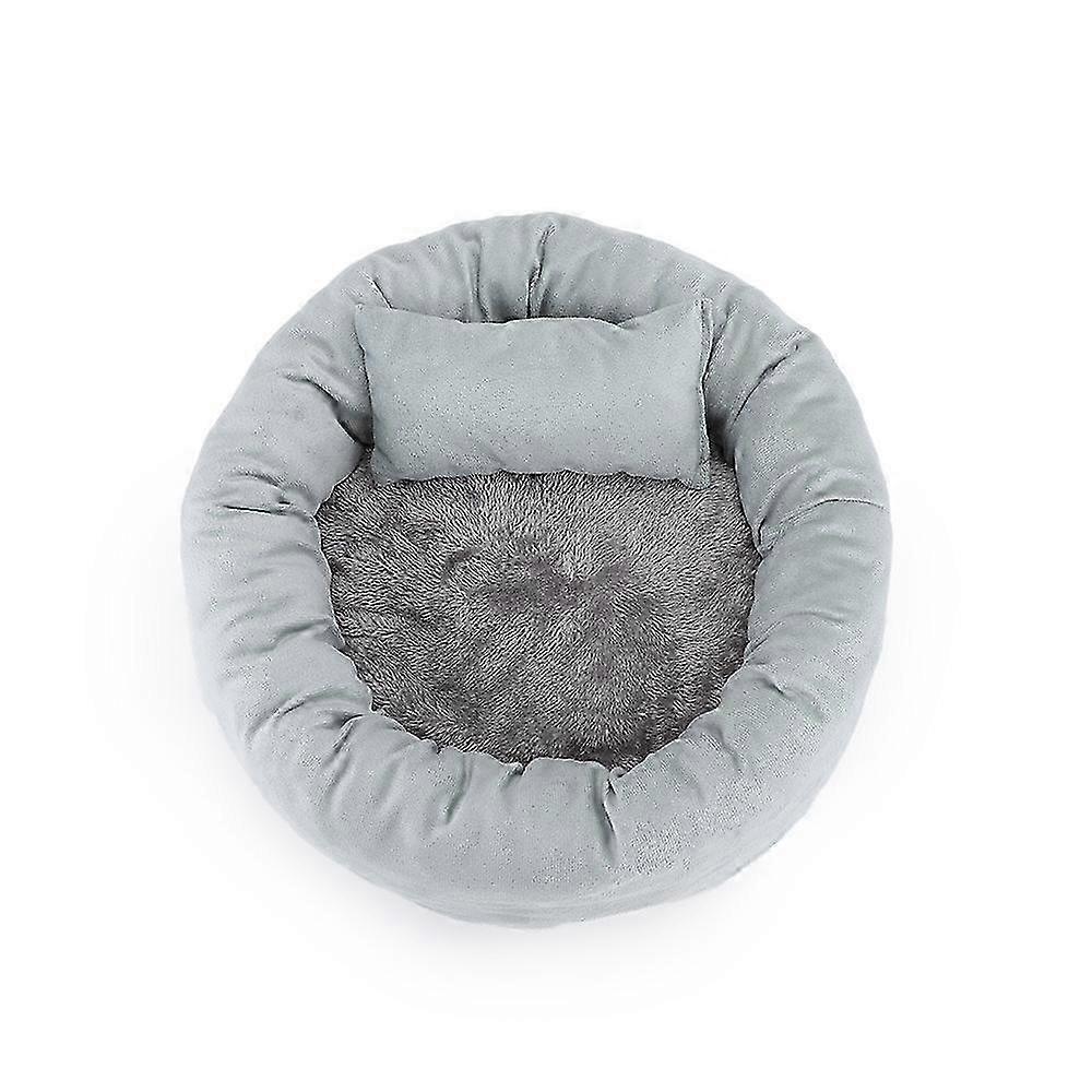 1pcs Cat and Dog Bed Cotton Cozy Soft Cushion Warm Sleep Set Round Pet Pillow Sleeping Mat Cat Bed30cmgrey