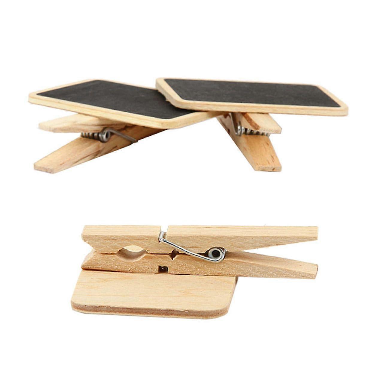 Mini Blackboard Clip Boards 20pcs Wooden Heart-Shaped Square Message Signs For Parties And Party Decorations