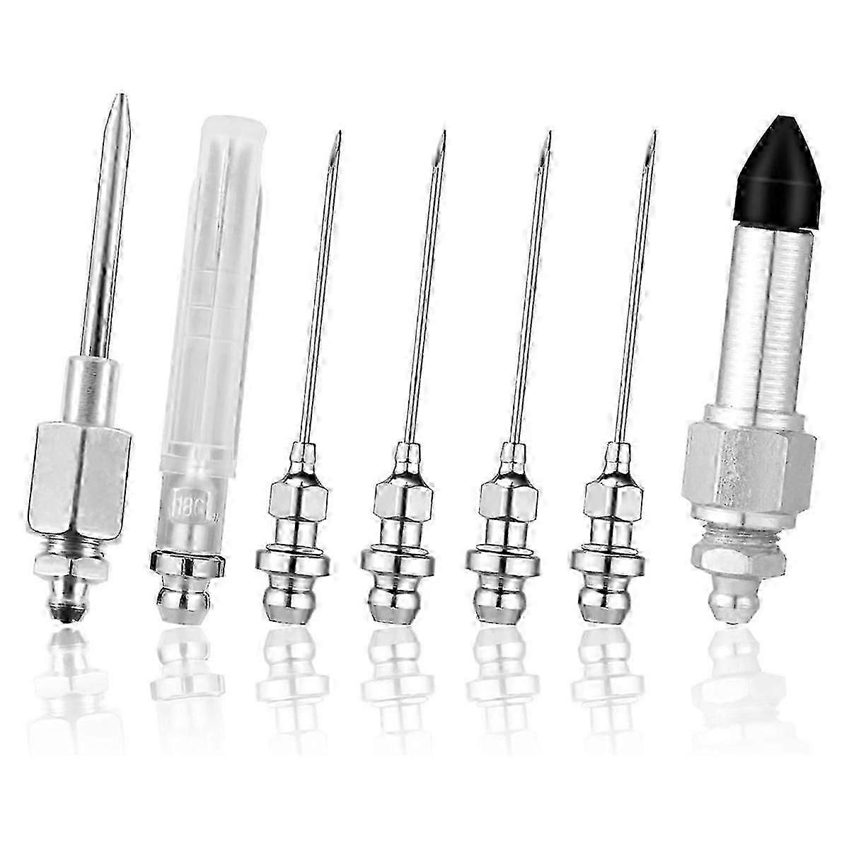 7-Piece Greasegun Needle Accessory Set, Including 5 Grease Needle Nozzles 1 Grease Needle Dispenser