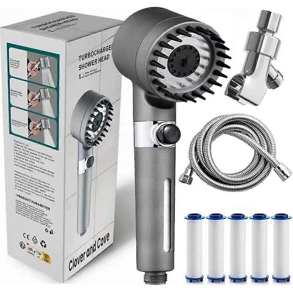 Clover and Cove Shower Head Detachable with Hose, 3 Spray Modes, AntiClog Nozzles, Ideal for Bath Shower (Includes Wall Bracket) Ref: 3291