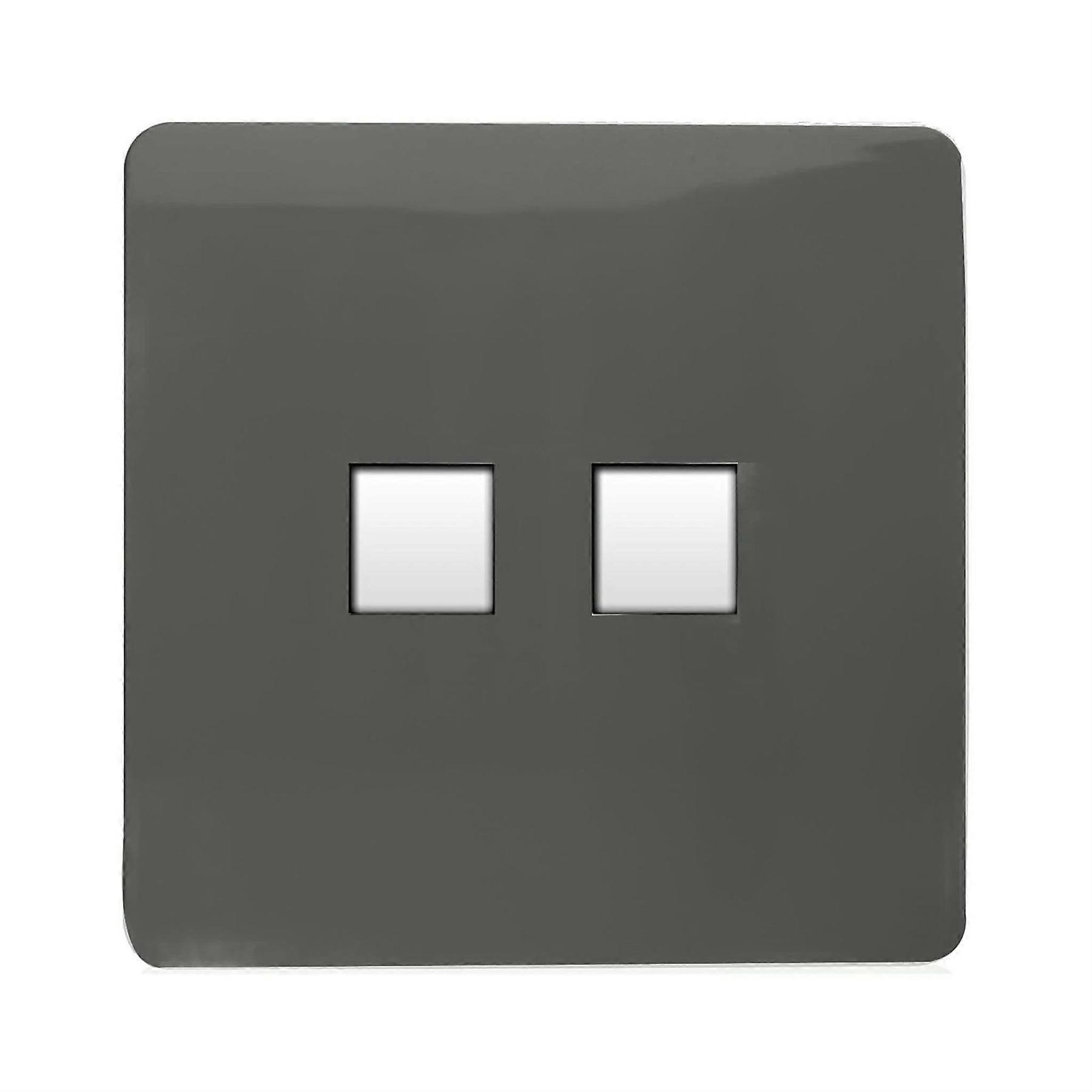 Trendi Artistic Modern Glossy 2 Gang Tactile RJ45 Cat 5e&Cat 6 PC Ethernet Socket Charcoal