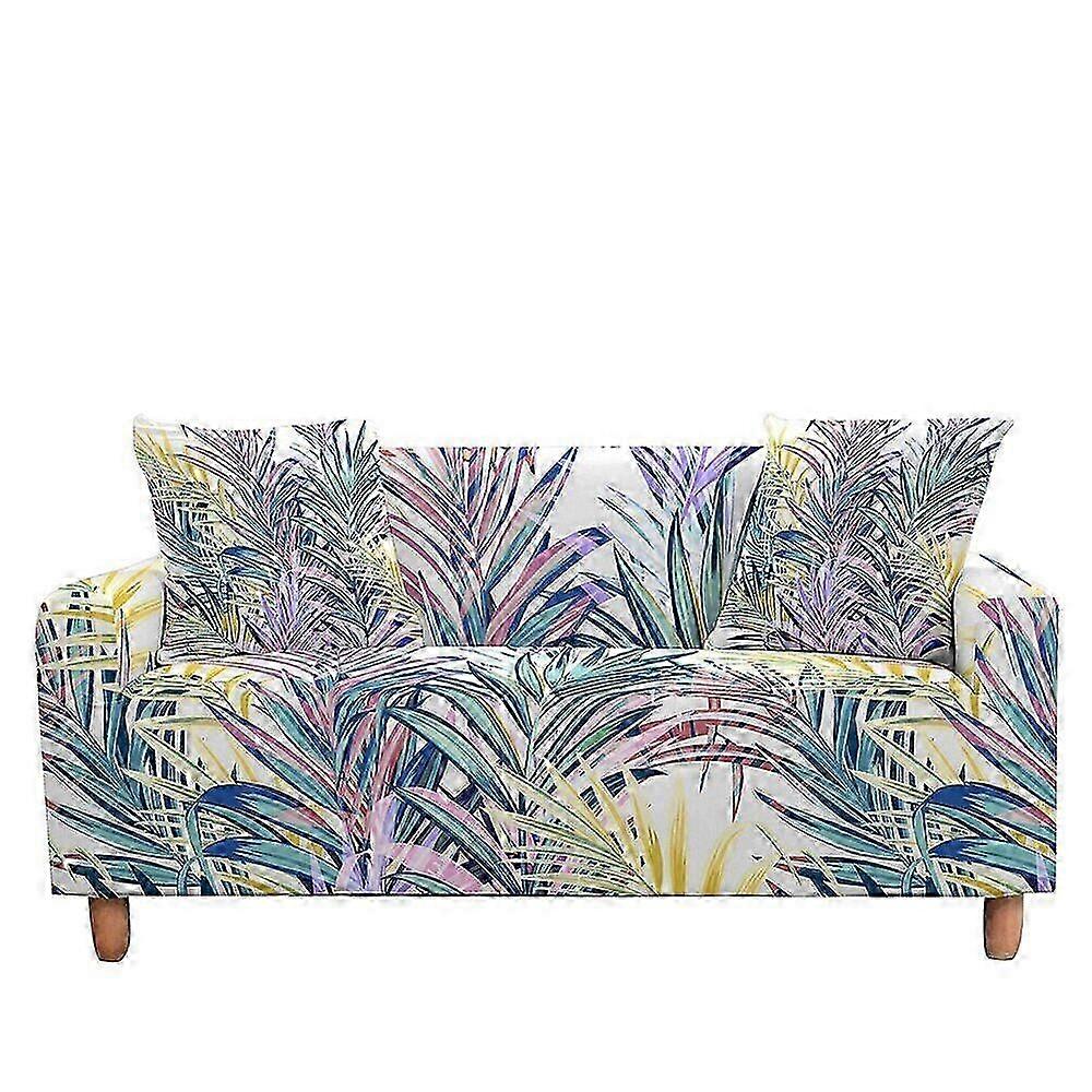 Tropical Leaves Printing Elastic Sofa Covers Living Room Corner Arm...