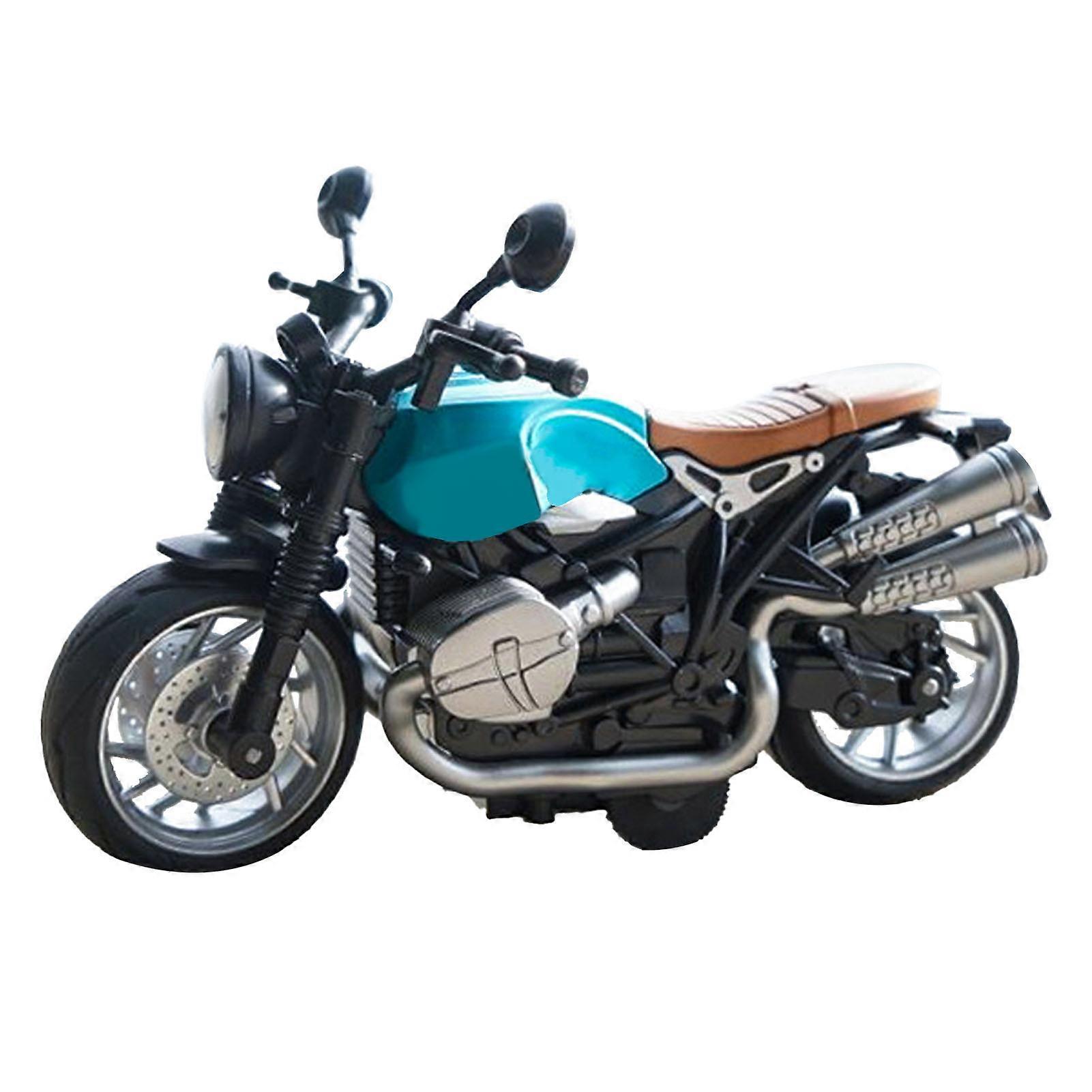 Motorcycle Model Toy 1:12 Scale 14x7x9cm Blue Black Pull Back