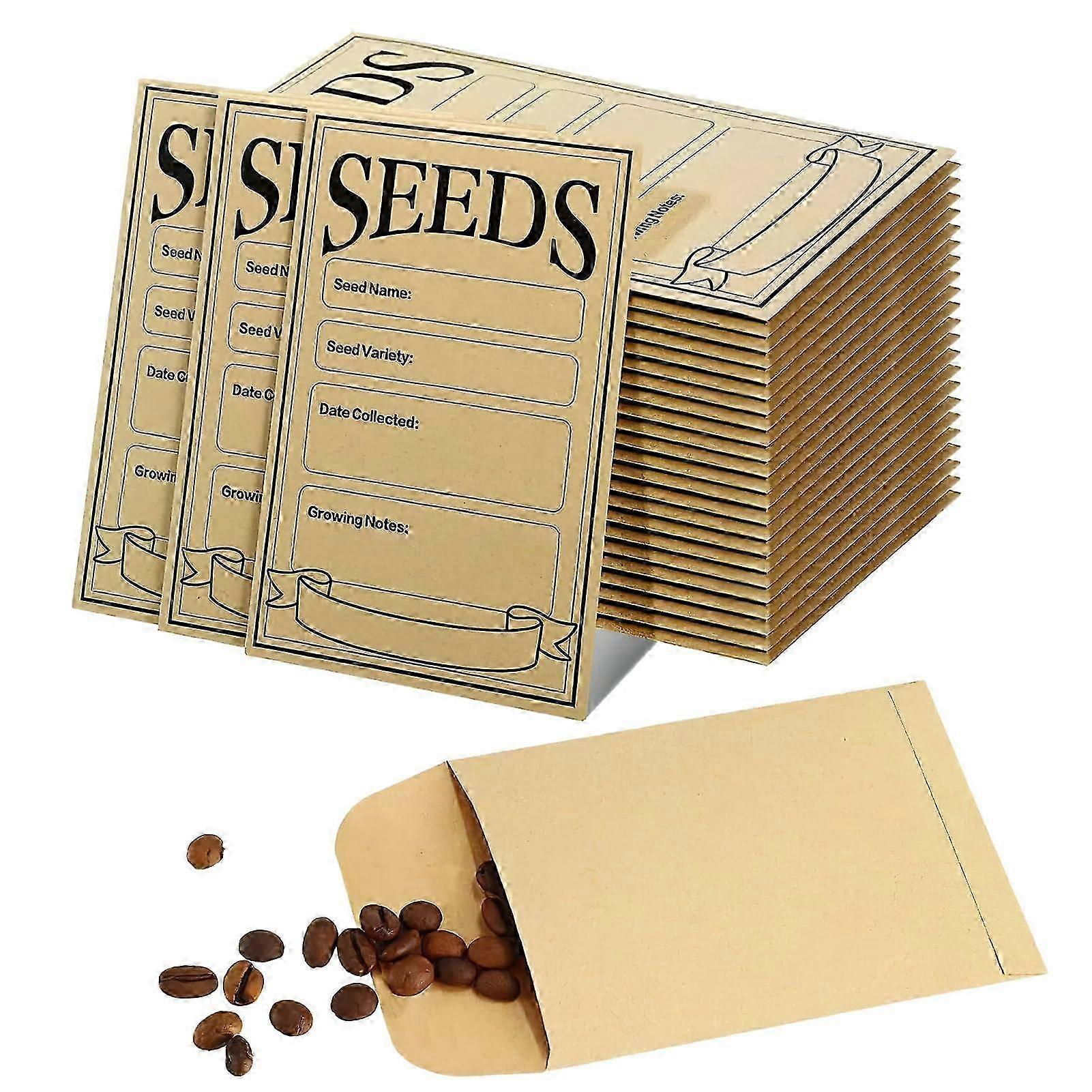 100 Pcs Seed Envelopes, Small Brown Envelopes Self-Adhesive Mini Se...