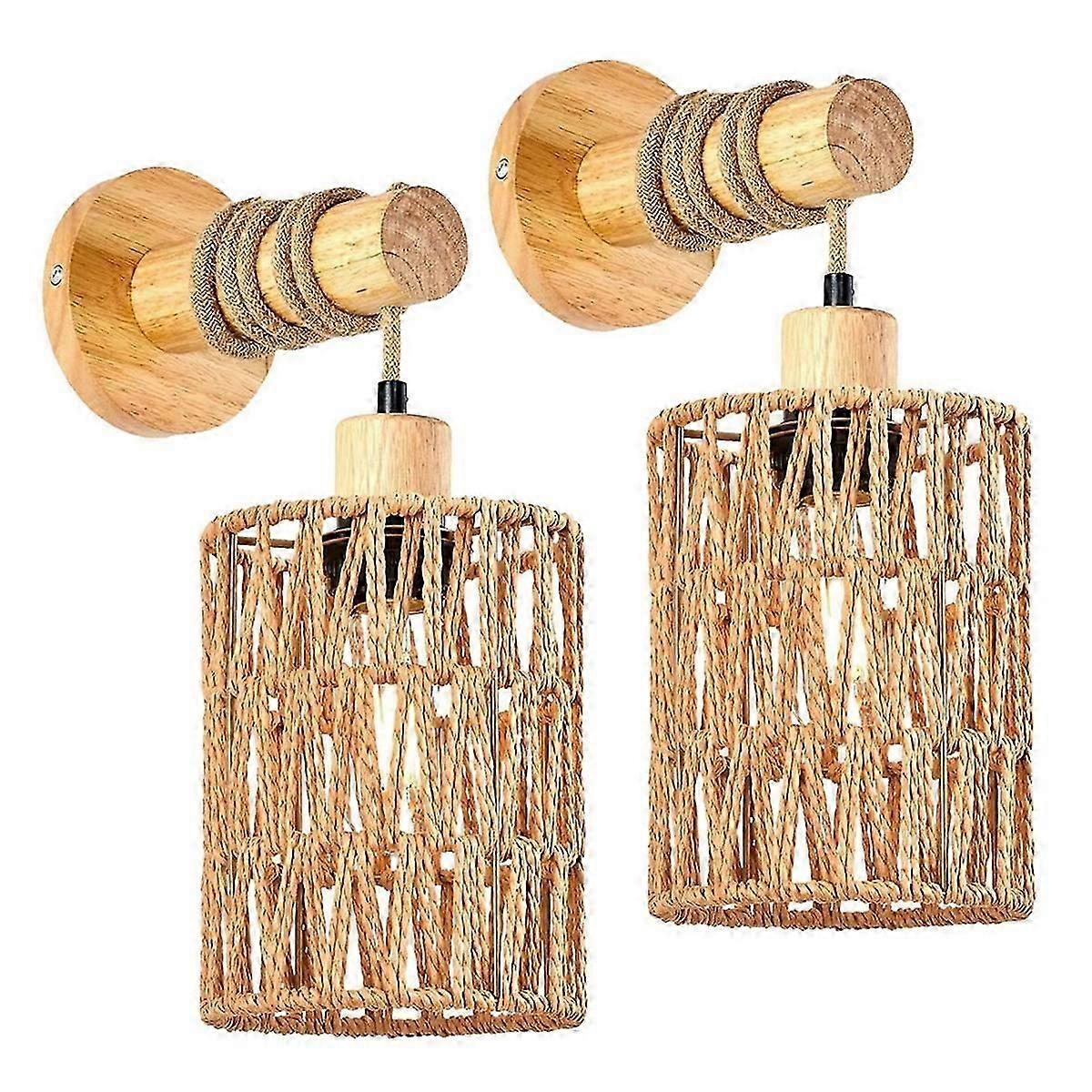 الروطان حبل رأس السرير مصباح الحائط أسطواني ضوء غرفة نوم لغرفة نوم مزرعة الريف الديكور