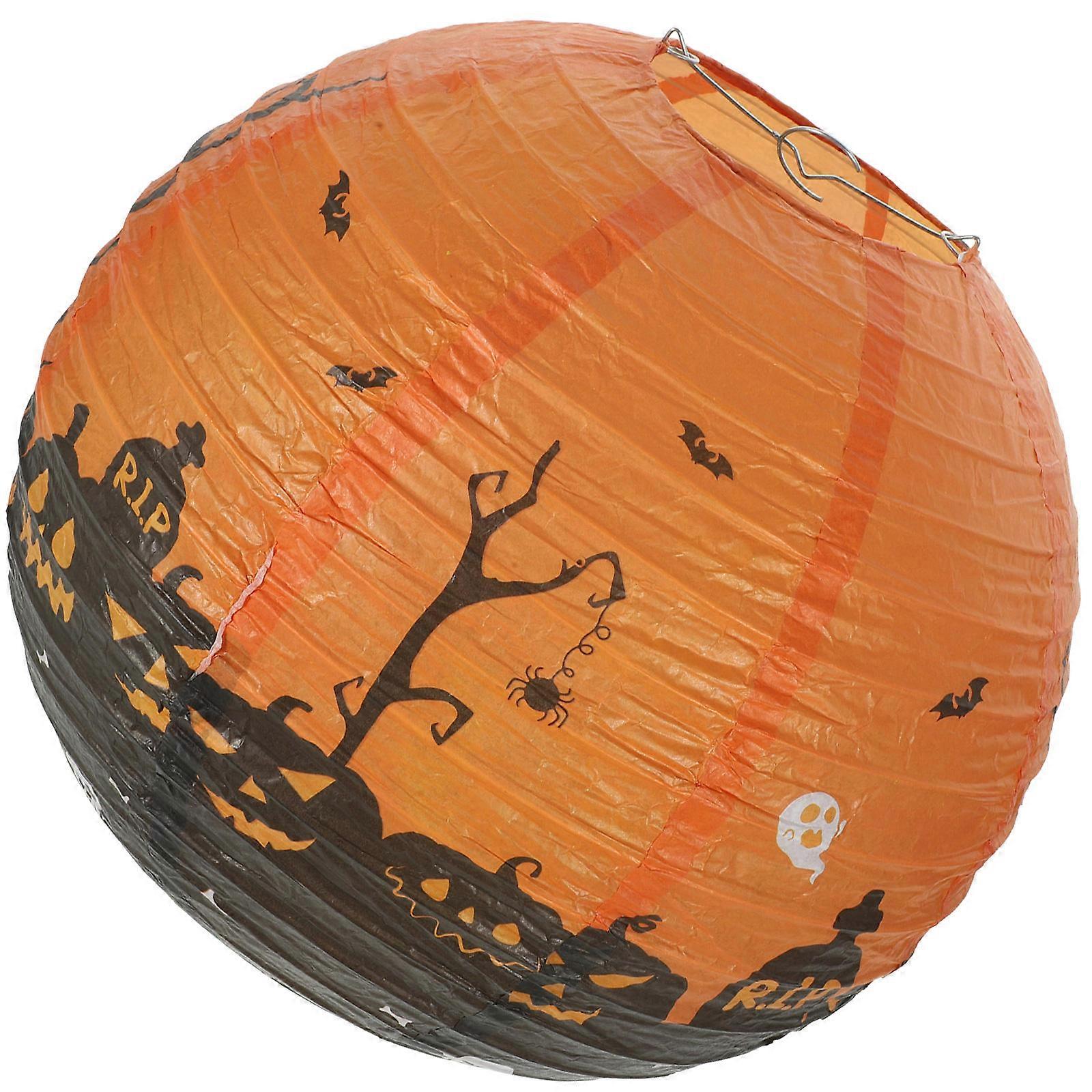 Festive Atmosphere Addition Round Paper Lantern For Halloween Party Accessory 30CM 1Pcs