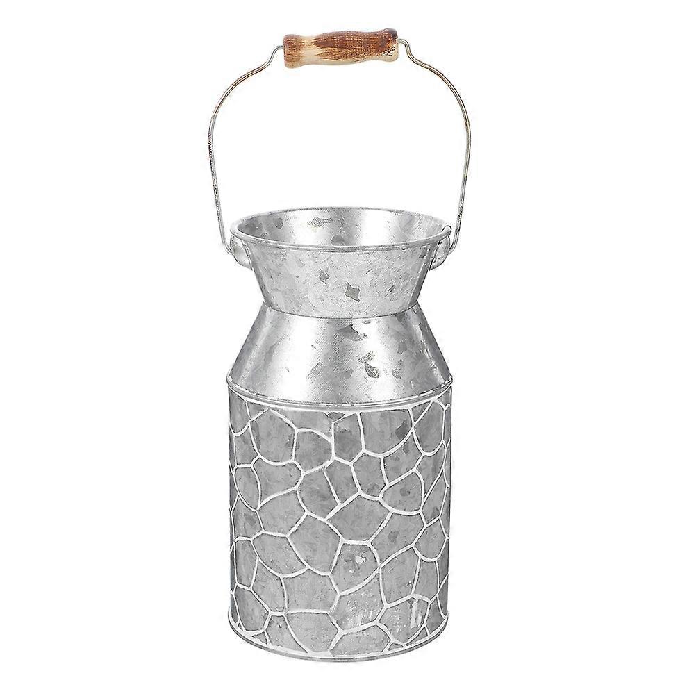 Retro Iron Flower Bucket Vase Multi Functional Flowerpot for Home Decor Garden Supplies Plant Arranging Compact Design Smooth Surface Easy Movement