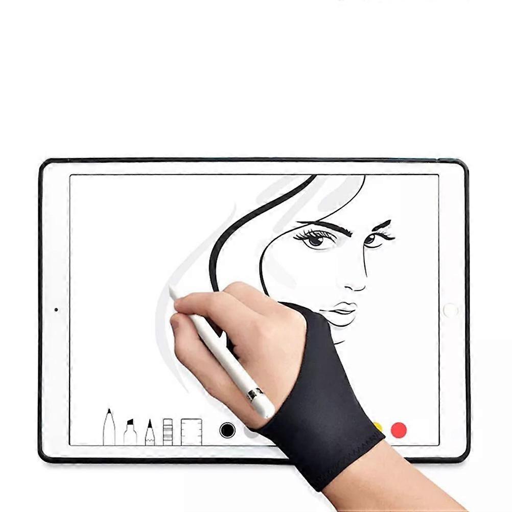 Black Nylon Two Finger Drawing Glove for Tablet Sketching and Painting Comfortable WearResistant Size S
