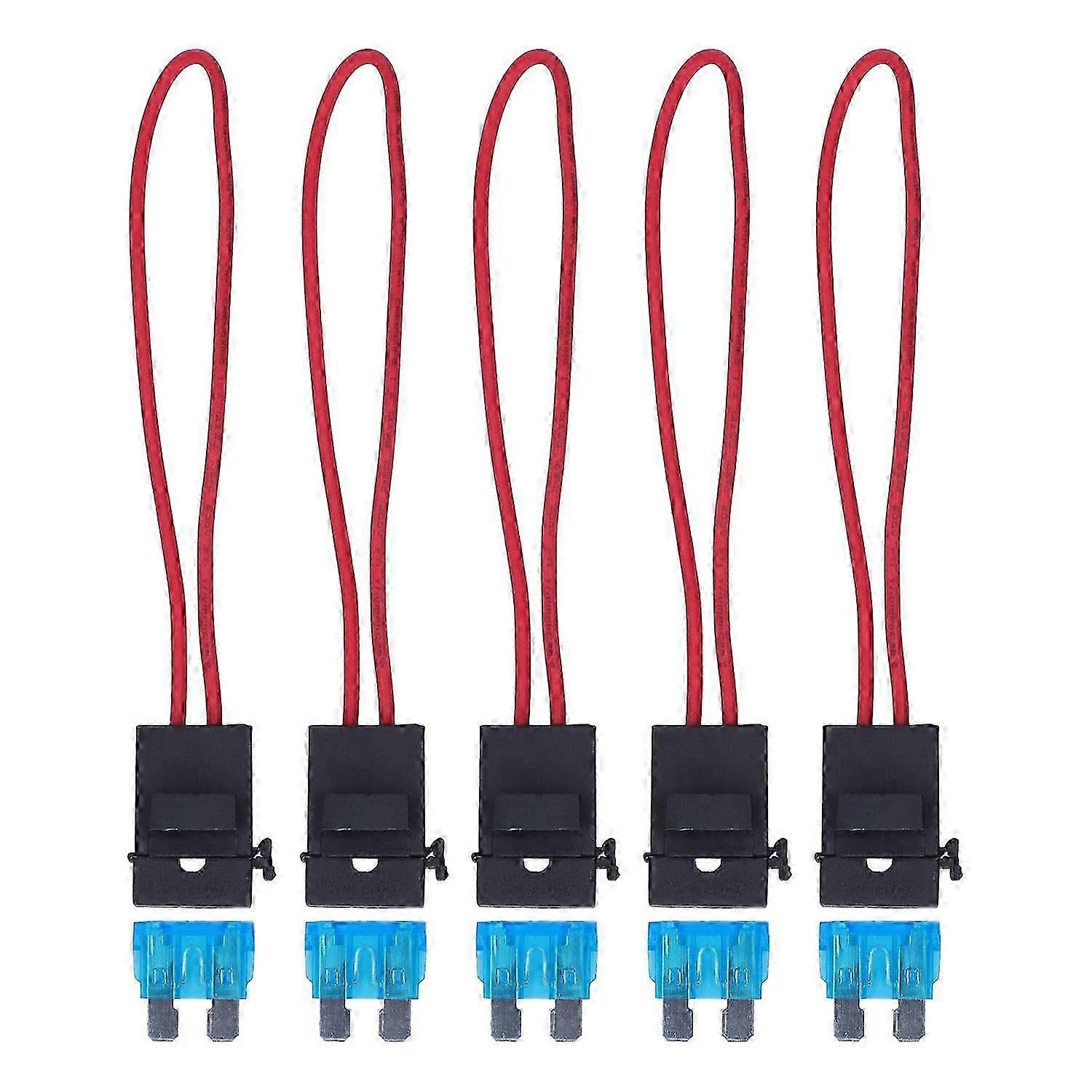 5 Pack Automotive Blade Fuse Holder Set with 15A Fuse Waterproof 14AWG Inline Fuse Holder 30A
