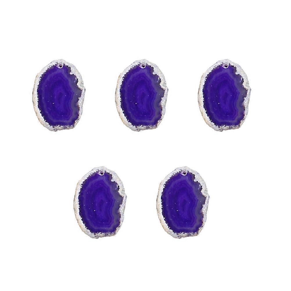 Stone Pendant Charm Irregular Agate Slice for Decoration 5Pcs Set