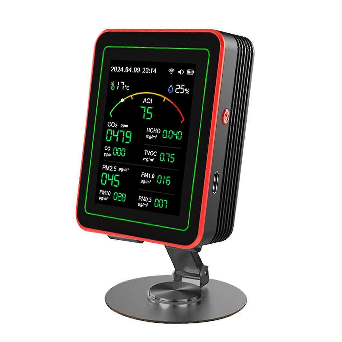 15-In-1 Tuya WIFI Rechargeable Household Digital Air Quality Detector CO2/CO/TVOC/HCHO/PM2.5/Temp/Humi for Smart Home A