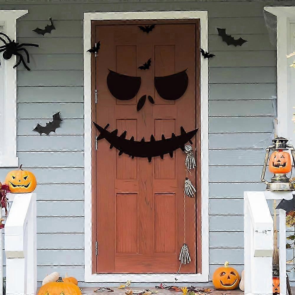 Removable Halloween Felt Decals for Windows Doors Walls Includes Skeleton Pumpkin Patterns