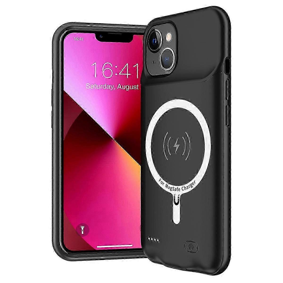 B88 iPhone 13 7000mAh Rechargeable Battery Case,TPU/ABS Charging Shell with MagSafe,Audio Support