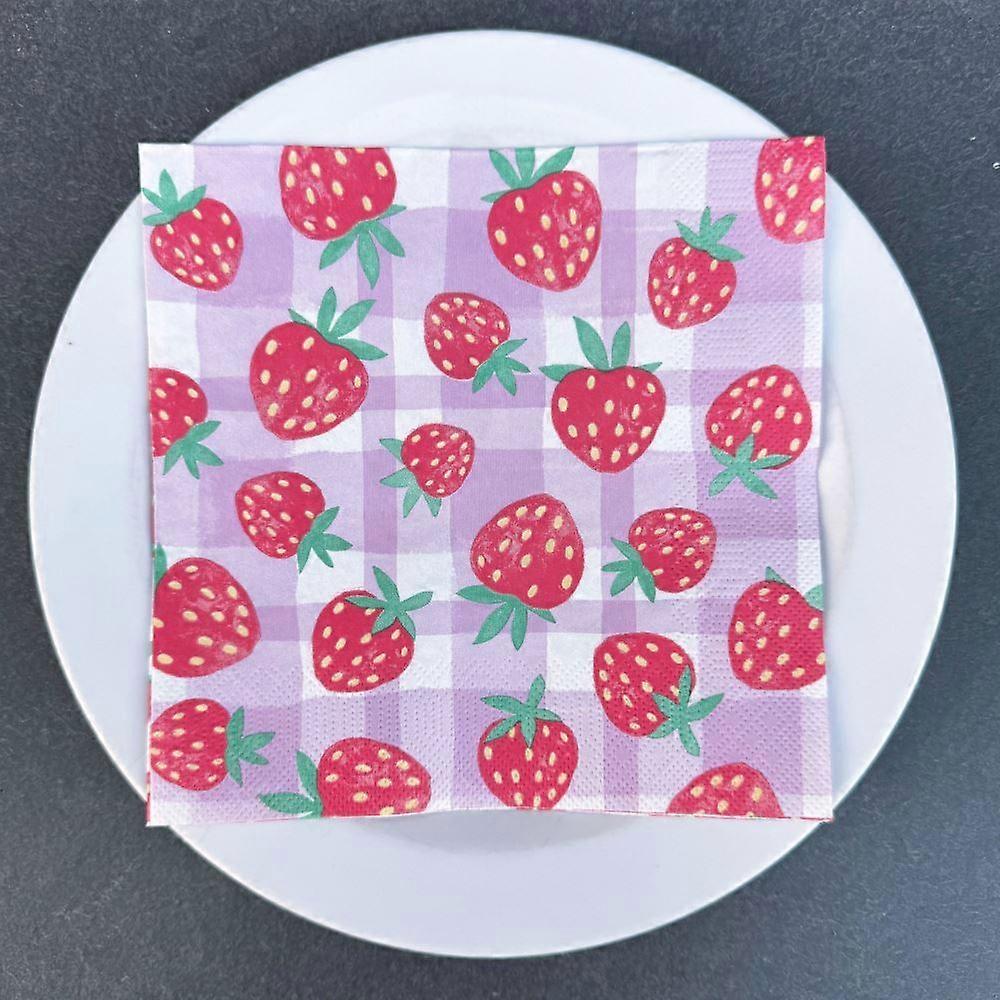 Strawberry Napkins x20**OPEN ENDS OF BOX TO FLATTEN**