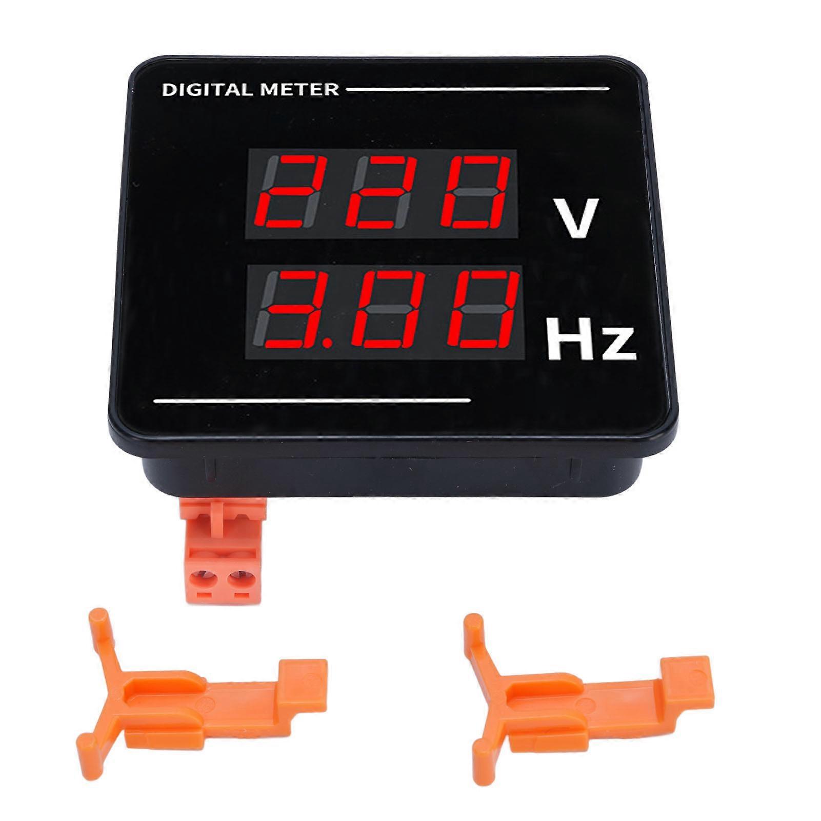 Digital AC Voltmeter Frequency Meter Panel Mount LED Display 50-500V Voltage Tester 10.0-99.9Hz Accurate Measurement Gauge