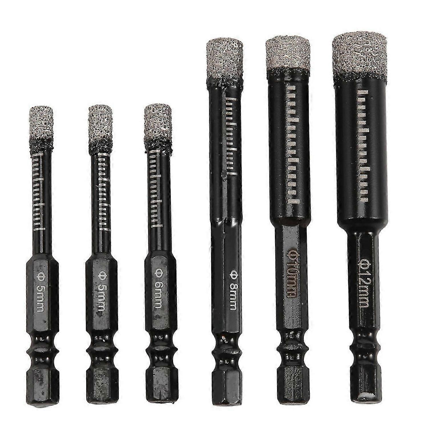 6Pc Drill Bits Set for Ceramic 5/6/8/10/12mm