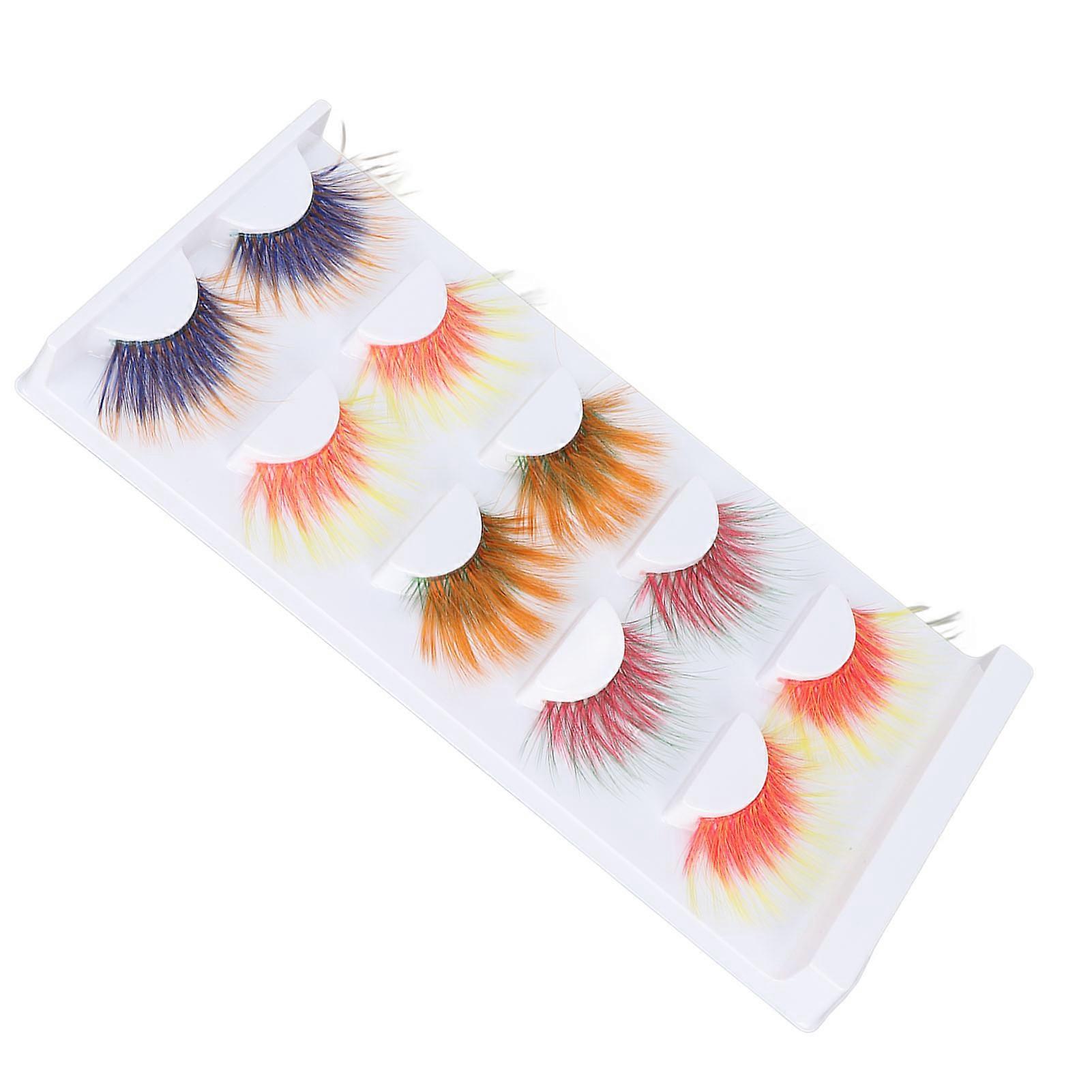 5 Pairs 6D Gradient Long Curled Colorful False Eyelashes