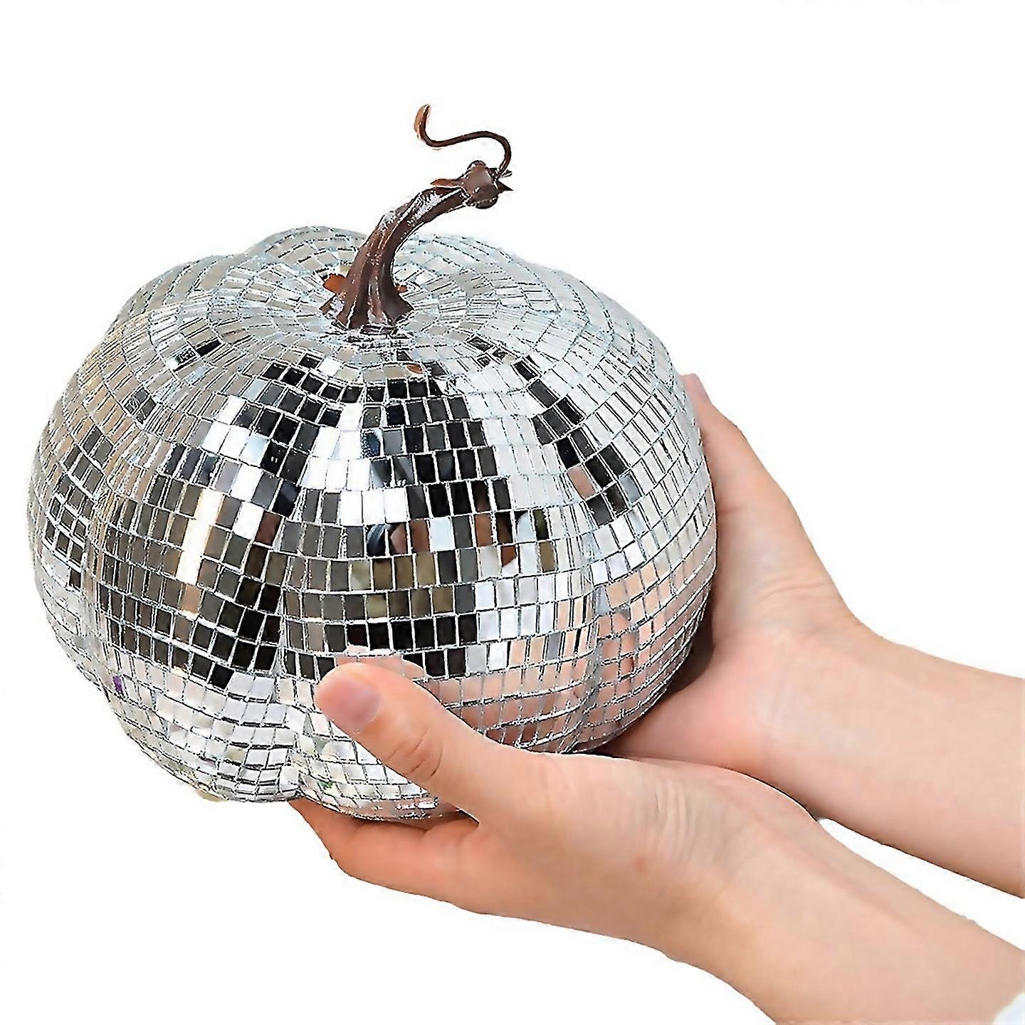 For Mirror Disco Ball Pumpkin Shape Disco Ball20cm Silver