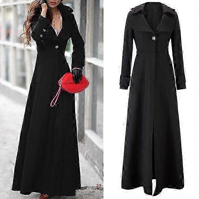 Efterår og vinter ulden kashmirfrakke en knap dame lang frakke trenchcoat lange uldjakker mode vindjakke femininas