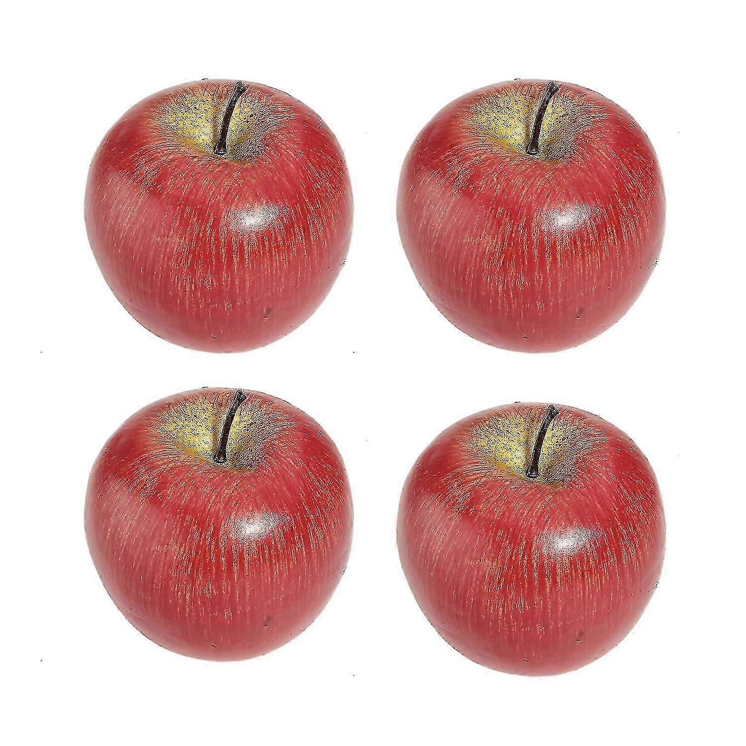 4 Large Artificial Red Apples-Decorative Fruit