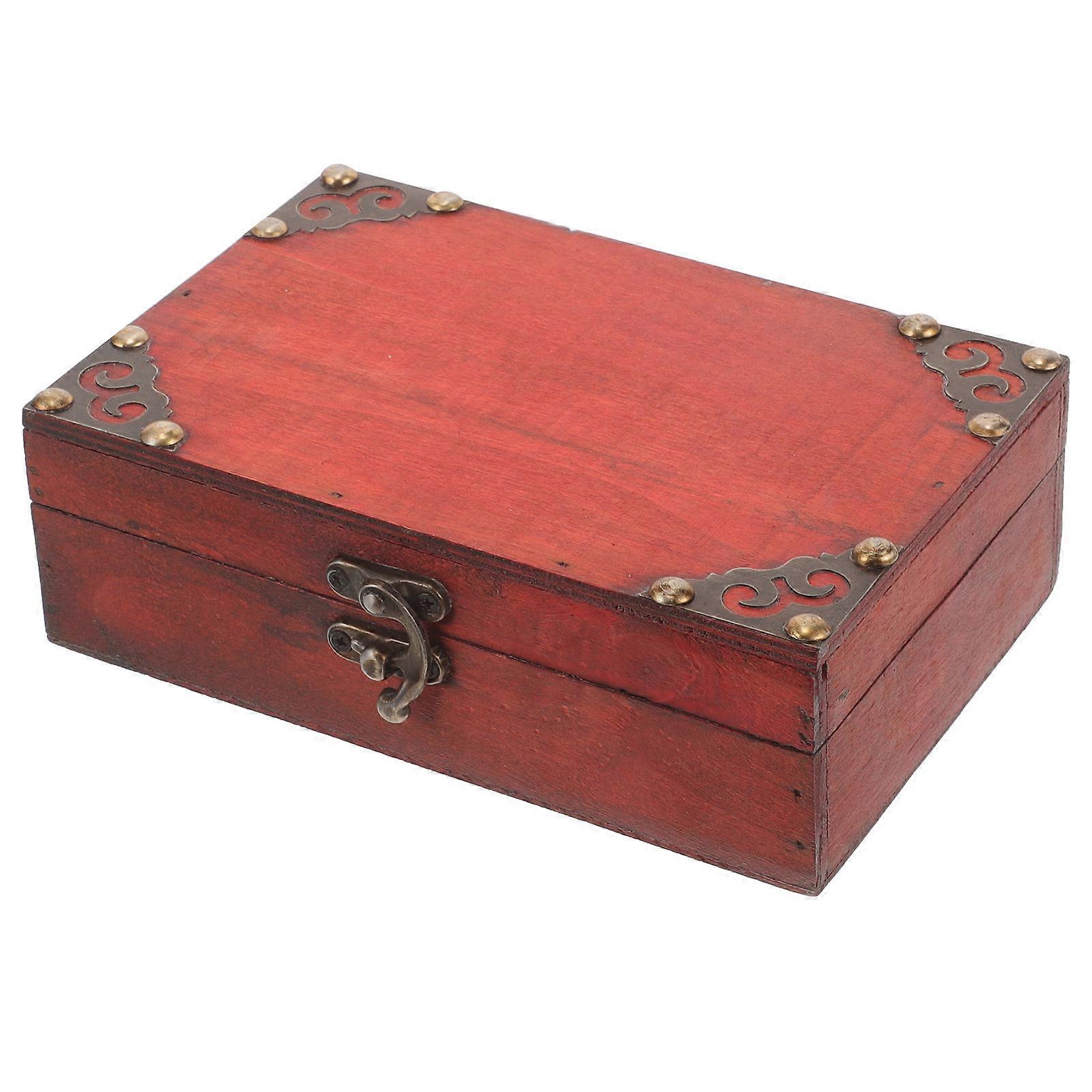 Retro Wooden Treasure Box Memory Storage Holder for Home Use Brown Wood Material with Buckle 1Pack