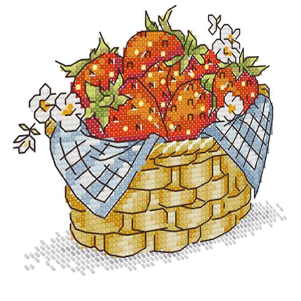 Strawberry Pattern Cross Stitching Kit for Beginners DIY Art Crafts 21x18cm Handcraft Supplies 2 Sets
