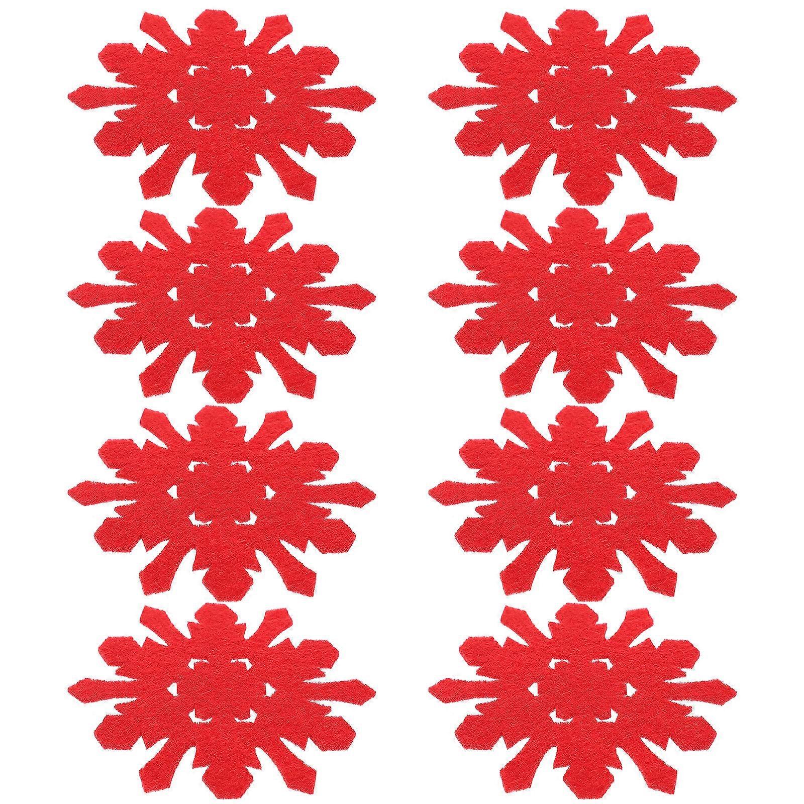 Christmas Cup Mats Snowflake Design for Party Favor 32Pcs Red Felt